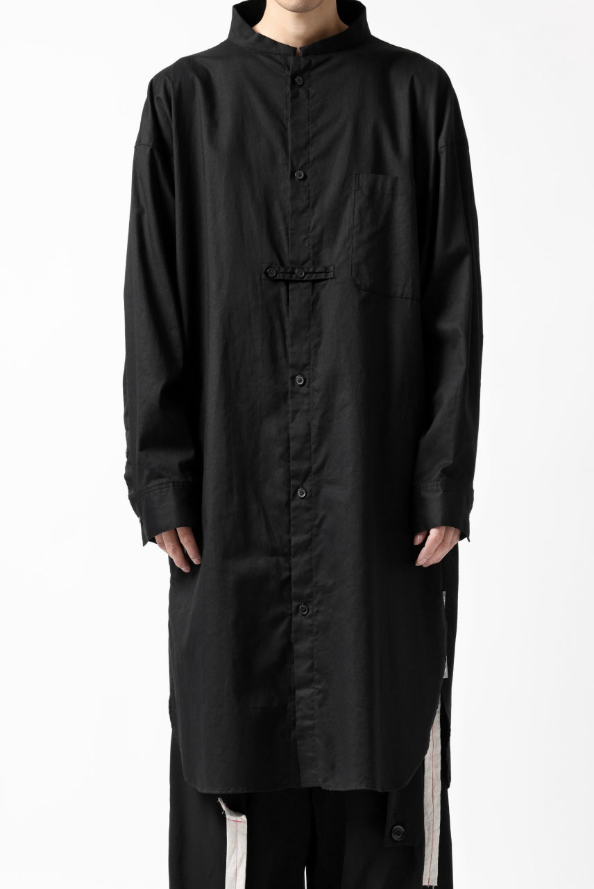 画像をギャラリービューアに読み込む, Y's STAND COLLAR LONG SHIRT / THIN TWILL (BLACK)