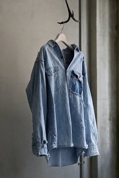 Load image into Gallery viewer, RESURRECTION HANDMADE vintage damage denim shirt (LIGHT BLUE)