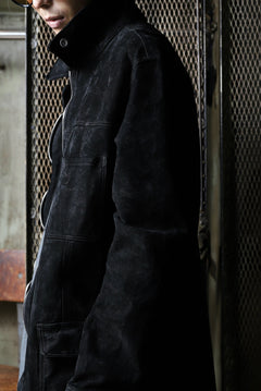 Load image into Gallery viewer, ISAMU KATAYAMA BACKLASH SUEDE COVER ALL BLOUSON / JAPAN CALF (WHITE TANNED / BLACK)
