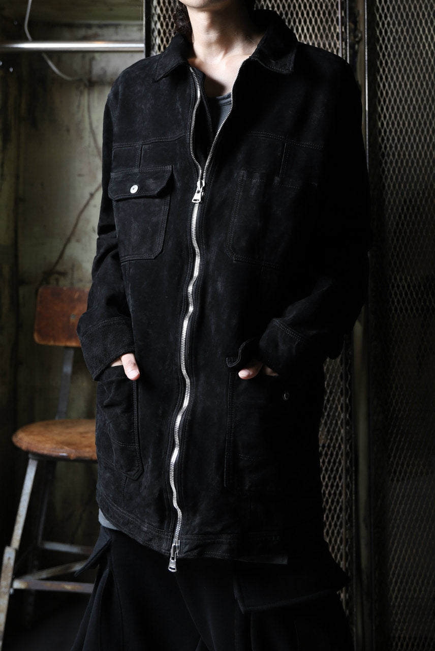 画像をギャラリービューアに読み込む, ISAMU KATAYAMA BACKLASH COVERALL JACKET / REVERSE CALF OBJECT DYED (BLACK)