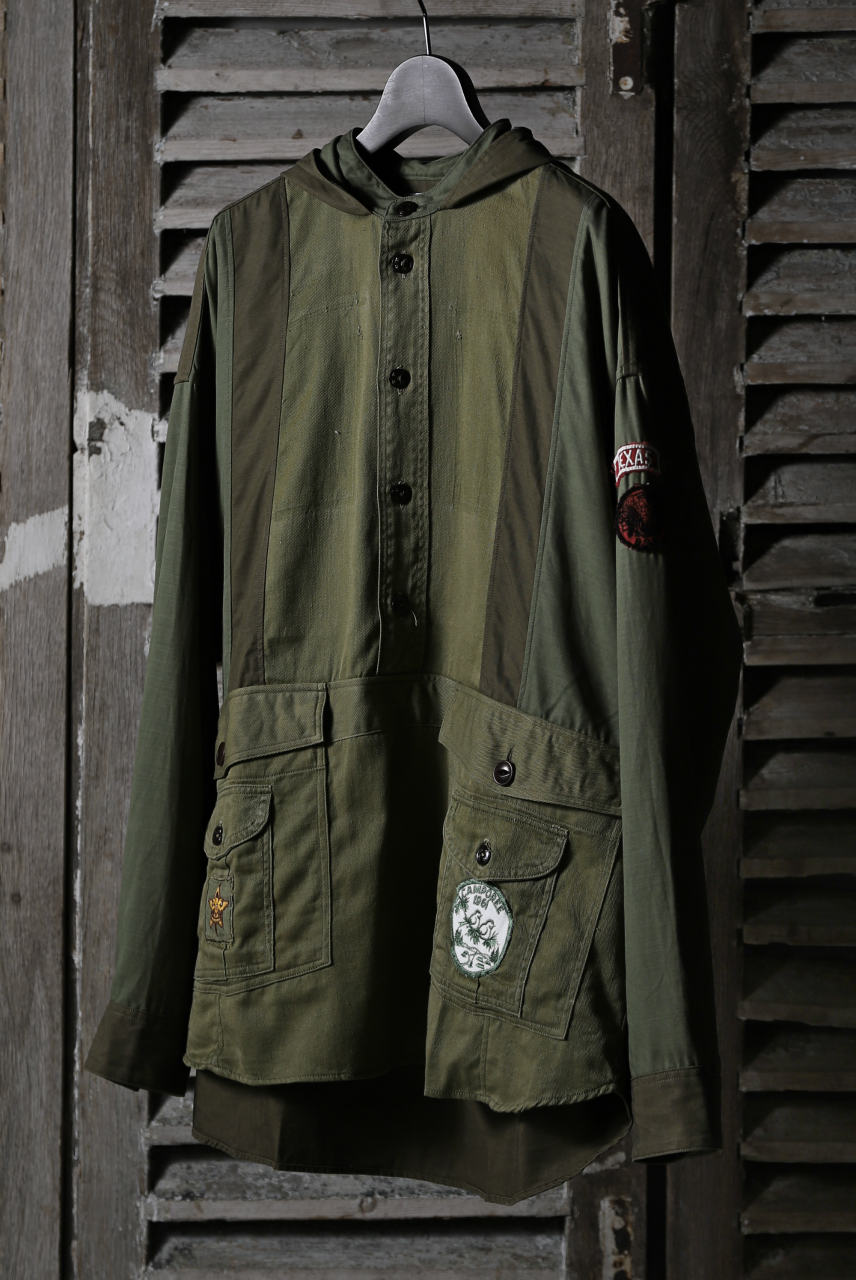 画像をギャラリービューアに読み込む, CHANGES VINTAGE REMAKE MILITARY HOODIE SHIRT-PARKA (KHAKI #B)