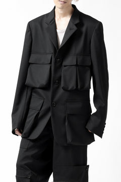 Load image into Gallery viewer, Y's BANG ON! No.163 GABARDINE SOLID POCKET JACKET (BLACK)