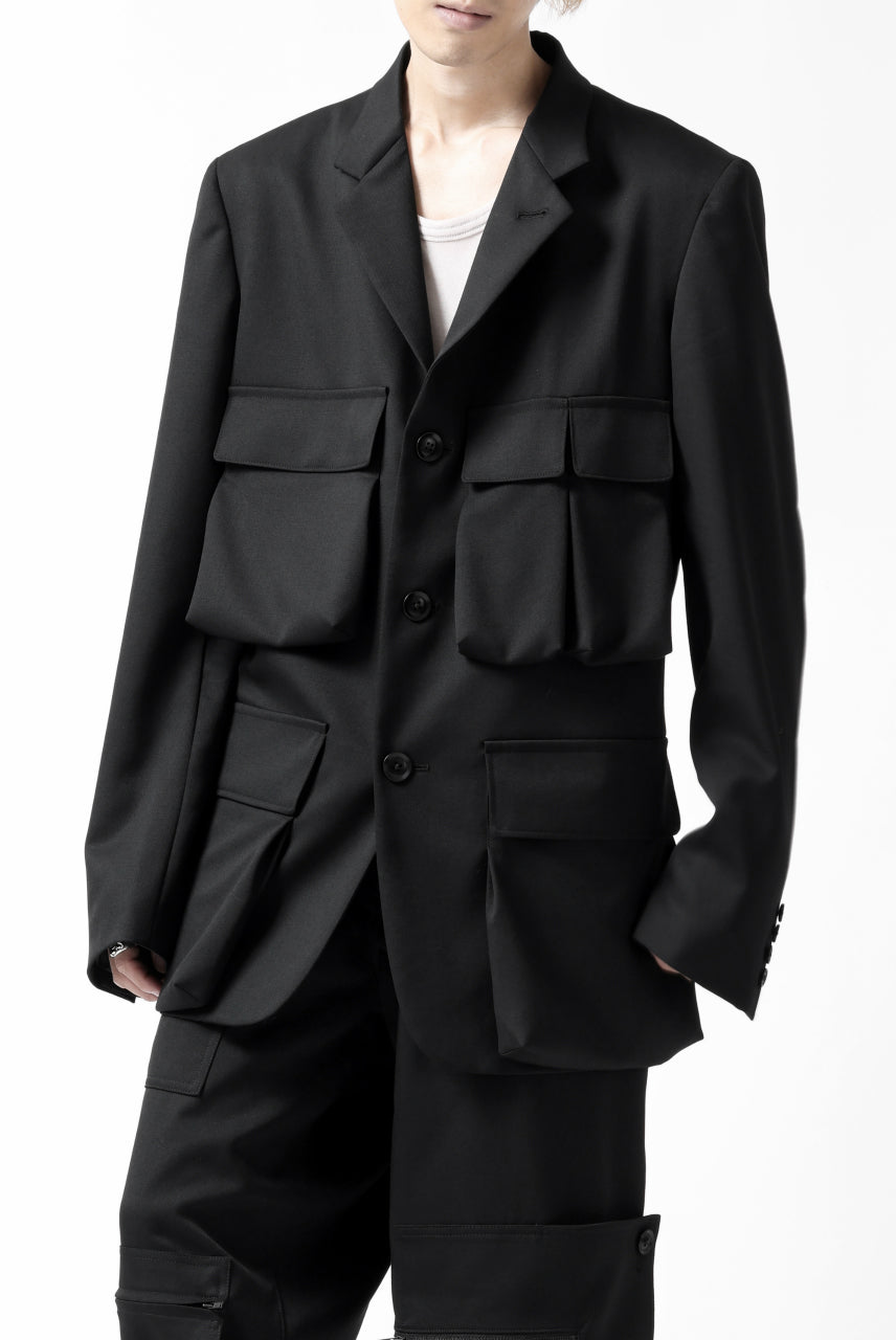 Load image into Gallery viewer, Y's BANG ON! No.163 GABARDINE SOLID POCKET JACKET (BLACK)