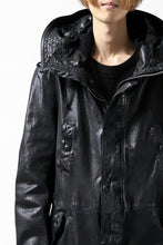 Load image into Gallery viewer, ISAMU KATAYAMA BACKLASH MODS COAT / GOAT LEATHER (GARMENT + SPRAY DYED BLACK)
