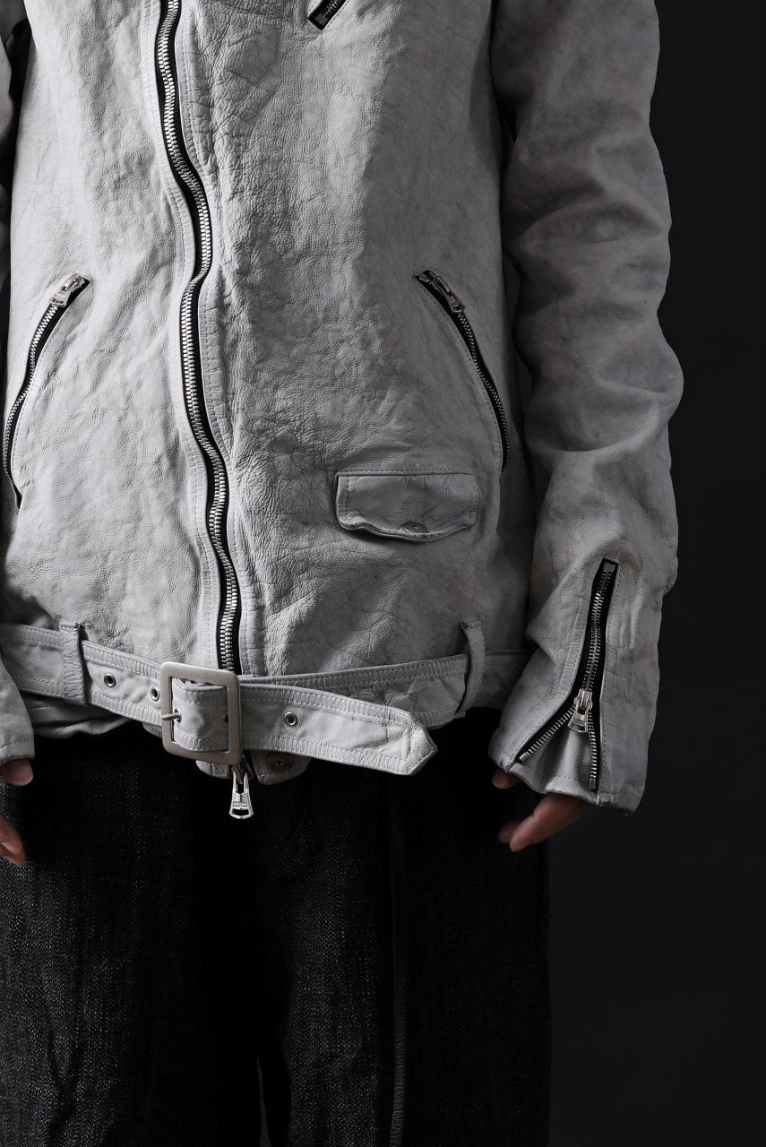 画像をギャラリービューアに読み込む, ISAMU KATAYAMA BACKLASH HOODED RIDERS JACKET / NATURAL DYED - GARMENT WASHED JP CALF (WHITE)