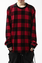 Load image into Gallery viewer, mastermind JAPAN BLOCK CHECK LS TOPS / JACQUARD VELOUR (RED)