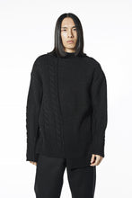 画像をギャラリービューアに読み込む, ISAMU KATAYAMA BACKLASH MOCK NECK PATCHWORK KNIT PULLOVER / ALPACA WOOL (BLACK)