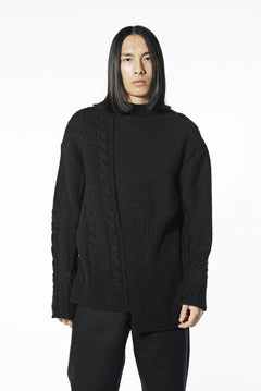 画像をギャラリービューアに読み込む, ISAMU KATAYAMA BACKLASH MOCK NECK PATCHWORK KNIT PULLOVER / ALPACA WOOL (BLACK)