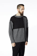 Load image into Gallery viewer, ISAMU KATAYAMA BACKLASH MOCK NECK PATCHWORK KNIT PULLOVER / ALPACA WOOL (GREY)
