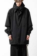 画像をギャラリービューアに読み込む, Y's....  HOODY LAYERED SHIRT ZIP BLOUSON / STRETCH TASSAH (BLACK)