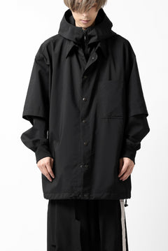 画像をギャラリービューアに読み込む, Y's....  HOODY LAYERED SHIRT ZIP BLOUSON / STRETCH TASSAH (BLACK)