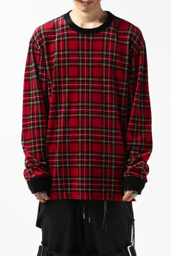 Load image into Gallery viewer, mastermind JAPAN TARTAN CHECK LS TOPS / JACQUARD VELOUR (RED)