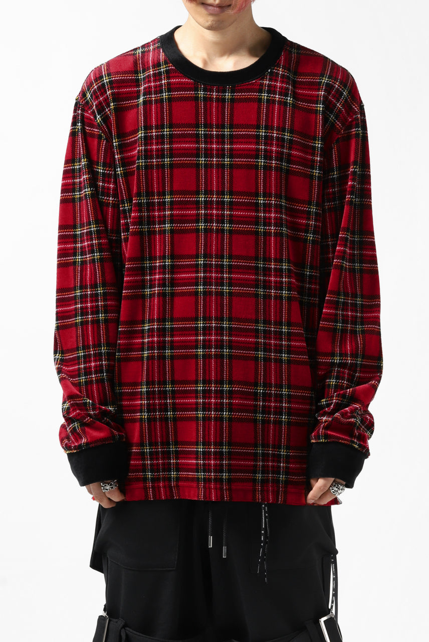 Load image into Gallery viewer, mastermind JAPAN TARTAN CHECK LS TOPS / JACQUARD VELOUR (RED)