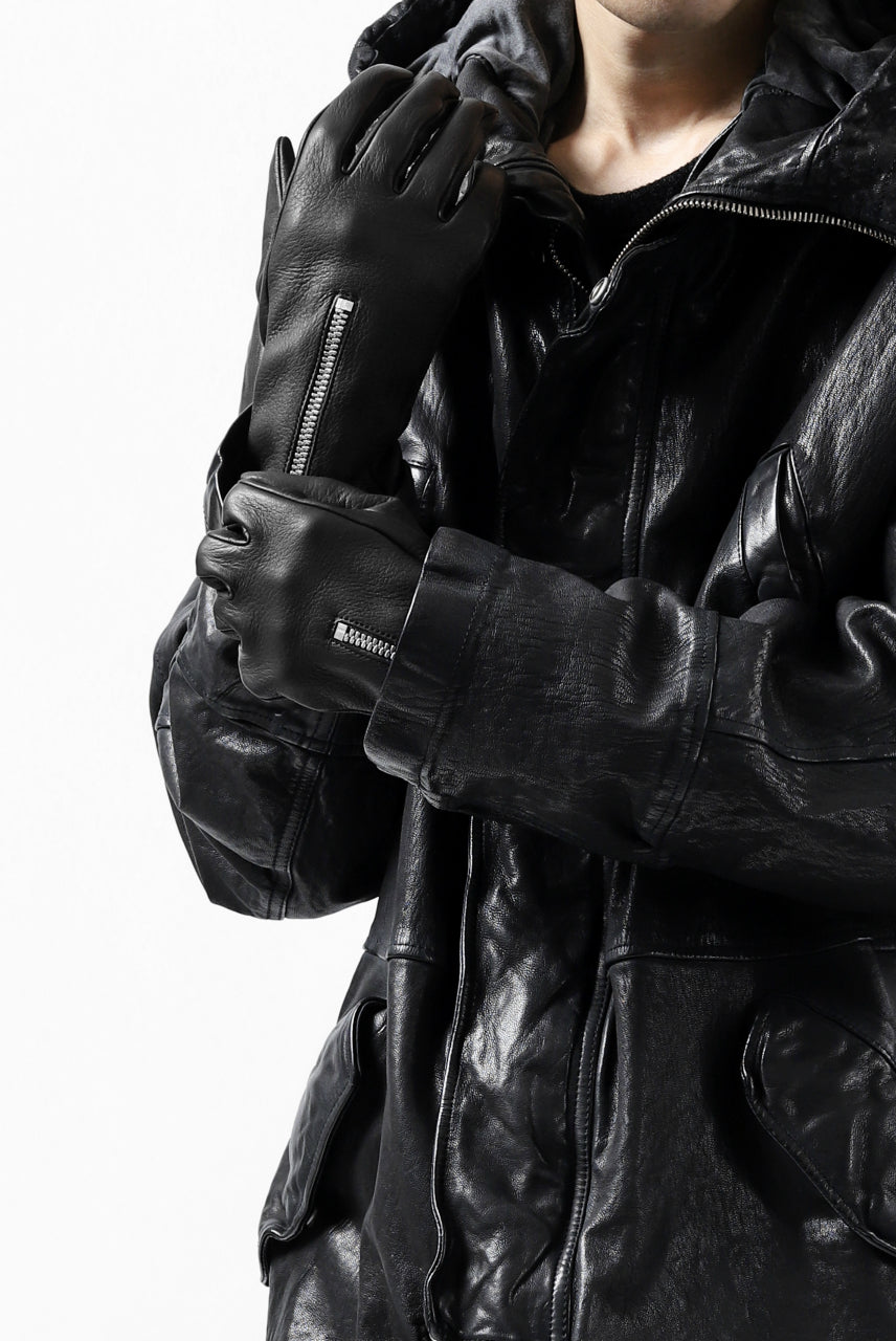 画像をギャラリービューアに読み込む, ISAMU KATAYAMA BACKLASH SMOOTH DEERSKIN ZIPPER GLOVE (BLACK)