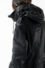 Load image into Gallery viewer, ISAMU KATAYAMA BACKLASH MODS COAT / GOAT LEATHER (GARMENT + SPRAY DYED BLACK)