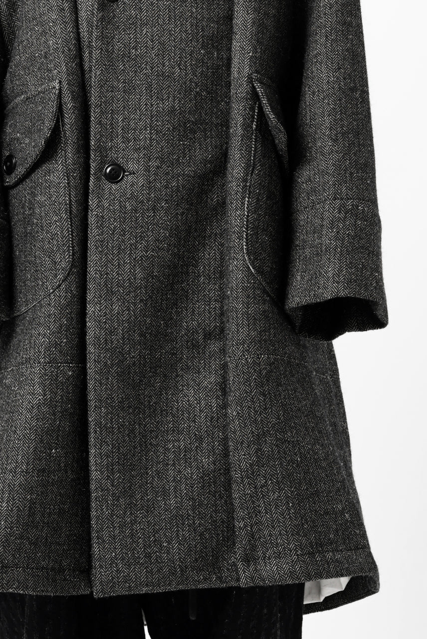 画像をギャラリービューアに読み込む, KLASICA SAULT FOLK DOUBLE BREASTED OVER COAT / CLASSIC HERRING BONE (BLACK)