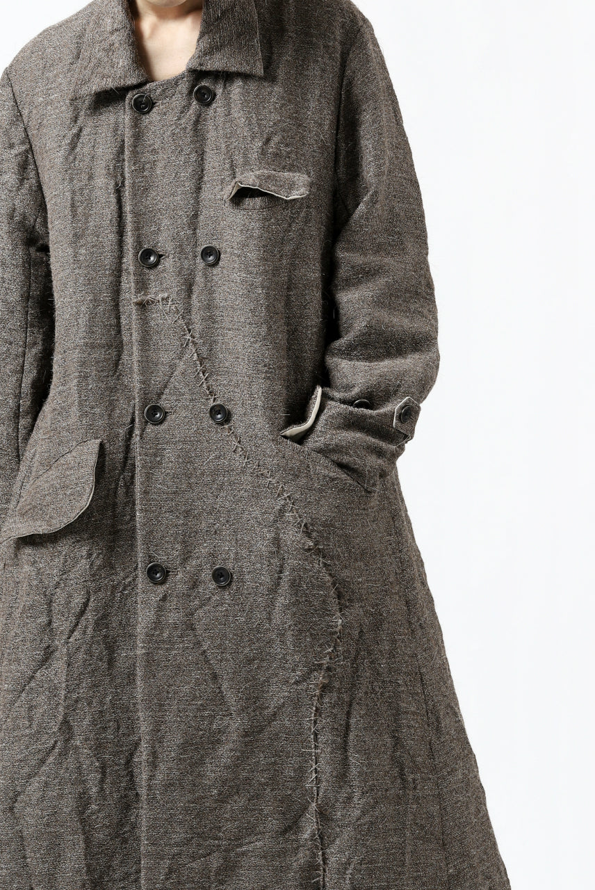 YUTA MATSUOKA double-breasted long coat / primitive wool (brown)
