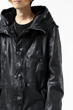 Load image into Gallery viewer, ISAMU KATAYAMA BACKLASH MODS COAT / GOAT LEATHER (GARMENT + SPRAY DYED BLACK)
