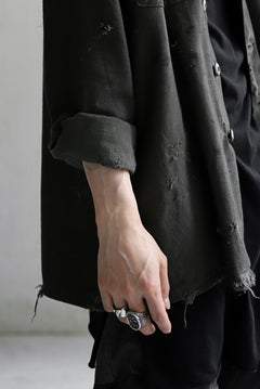 画像をギャラリービューアに読み込む, RESURRECTION HANDMADE distressed army shirt (DYEING KHAKI)