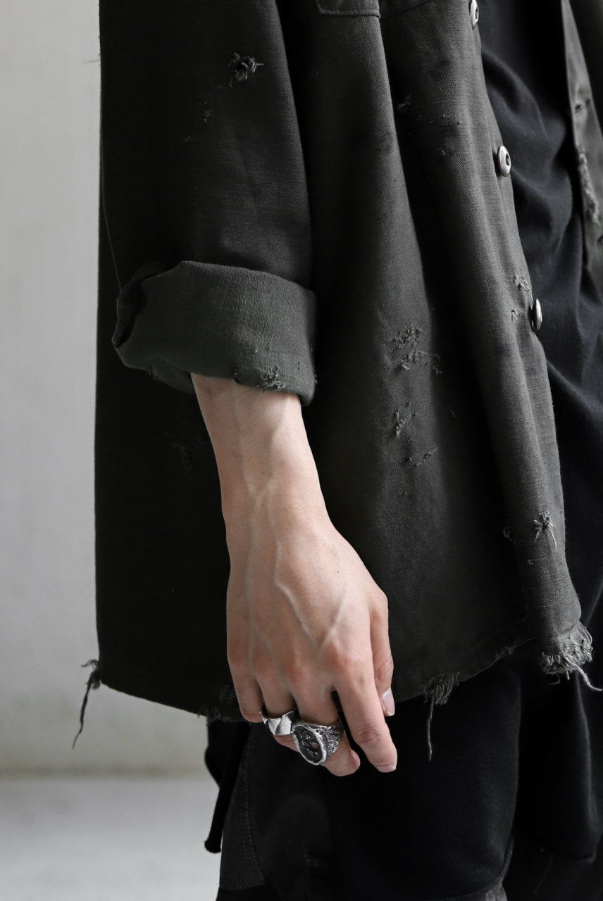 画像をギャラリービューアに読み込む, RESURRECTION HANDMADE distressed army shirt (DYEING KHAKI)