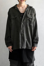 画像をギャラリービューアに読み込む, RESURRECTION HANDMADE distressed army shirt (DYEING KHAKI)