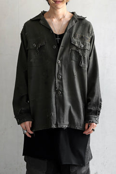 画像をギャラリービューアに読み込む, RESURRECTION HANDMADE distressed army shirt (DYEING KHAKI)