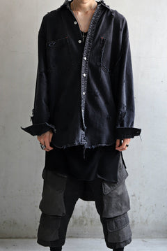 Load image into Gallery viewer, RESURRECTION HANDMADE vintage damage denim shirt (BLACK DYED)