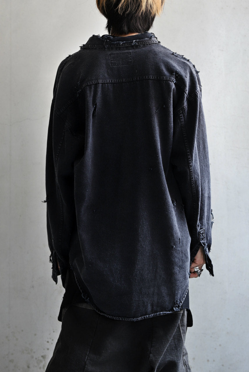 Load image into Gallery viewer, RESURRECTION HANDMADE vintage damage denim shirt (BLACK DYED)