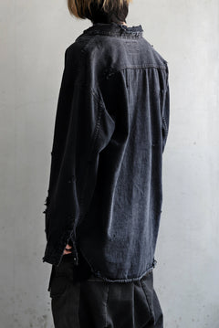 Load image into Gallery viewer, RESURRECTION HANDMADE vintage damage denim shirt (BLACK DYED)