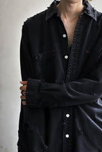 Load image into Gallery viewer, RESURRECTION HANDMADE vintage damage denim shirt (BLACK DYED)