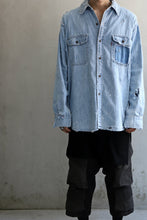Load image into Gallery viewer, RESURRECTION HANDMADE vintage damage denim shirt (LIGHT BLUE)