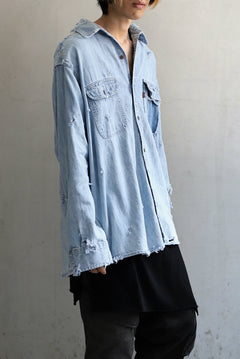 Load image into Gallery viewer, RESURRECTION HANDMADE vintage damage denim shirt (LIGHT BLUE)