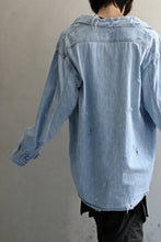 Load image into Gallery viewer, RESURRECTION HANDMADE vintage damage denim shirt (LIGHT BLUE)
