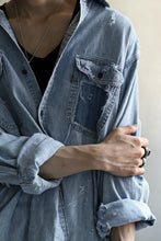 Load image into Gallery viewer, RESURRECTION HANDMADE vintage damage denim shirt (LIGHT BLUE)