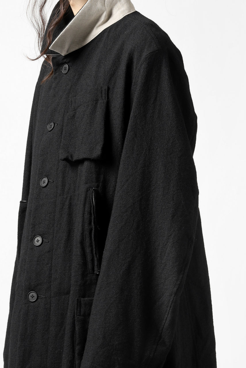 画像をギャラリービューアに読み込む, KLASICA KISTE-TWEED SHORT COAT / OFF TWEED WOOL (BLACK)