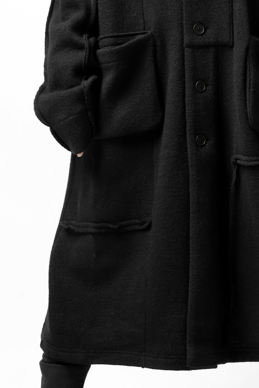 画像をギャラリービューアに読み込む, KLASICA SAB GENOU CARDIGAN-COAT / WOOL&COTTON JERSEY (BLACK)