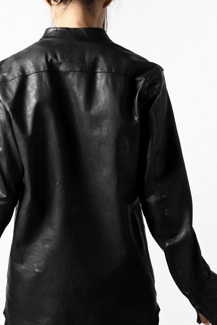 Load image into Gallery viewer, ISAMU KATAYAMA BACKLASH exclusive LEATHER SHIRT / ITALY SHOULDER 0.6mm (BLACK)
