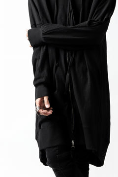 画像をギャラリービューアに読み込む, thomkrom SLAB JERSEY HOODIE ZIP UP PARKA / SLASHED CUT (BLACK)