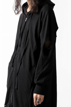 画像をギャラリービューアに読み込む, thomkrom SLAB JERSEY HOODIE ZIP UP PARKA / SLASHED CUT (BLACK)