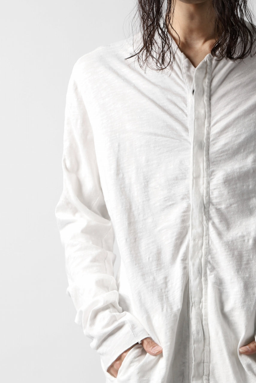 画像をギャラリービューアに読み込む, thomkrom NO COLLAR SHIRT/ JERSEY+WOVEN (OFF WHITE)