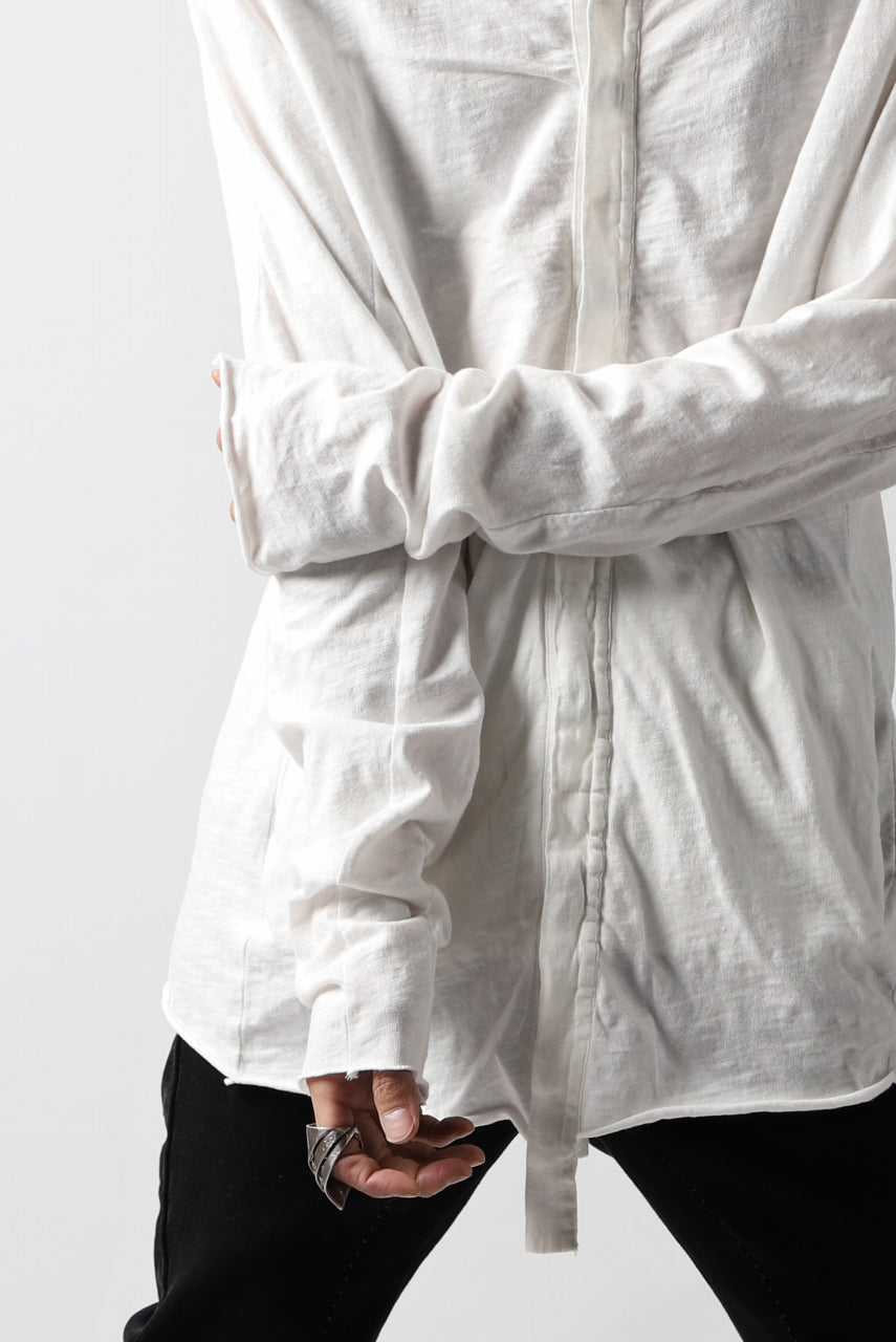 画像をギャラリービューアに読み込む, thomkrom NO COLLAR SHIRT/ JERSEY+WOVEN (OFF WHITE)