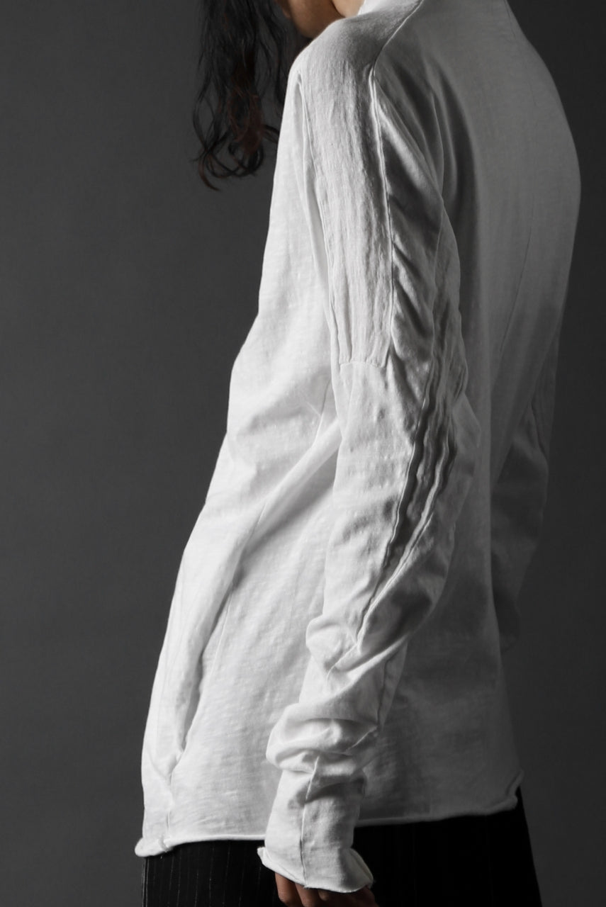 画像をギャラリービューアに読み込む, thomkrom NO COLLAR SHIRT/ JERSEY+WOVEN (OFF WHITE)