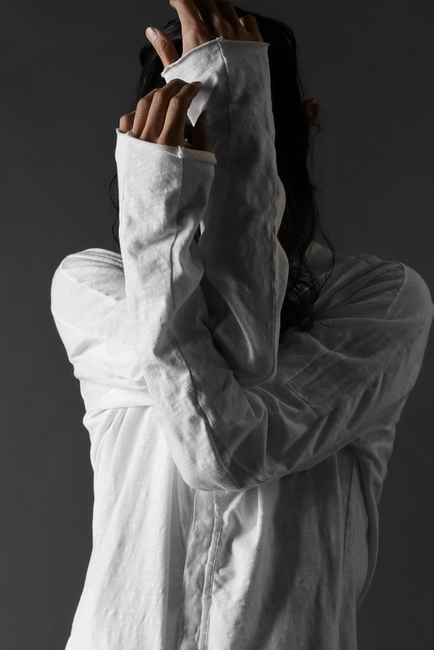 画像をギャラリービューアに読み込む, thomkrom NO COLLAR SHIRT/ JERSEY+WOVEN (OFF WHITE)