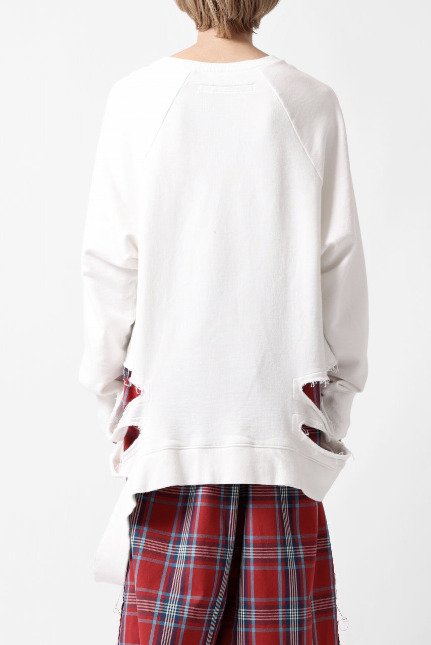 画像をギャラリービューアに読み込む, A.F ARTEFACT RAGRAN OVERSIZED TOPS / DAMAGE & PRINT SWEAT (WHITE)