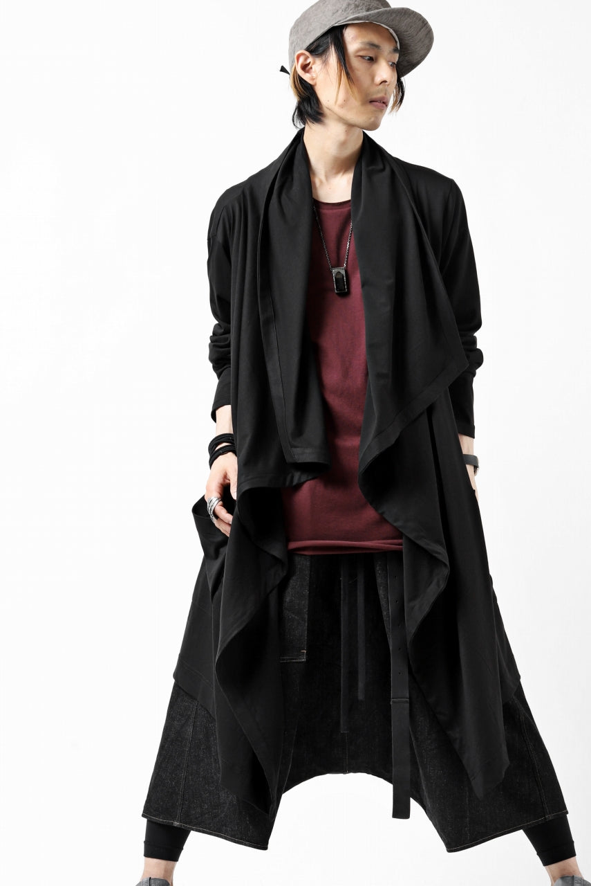 画像をギャラリービューアに読み込む, FIRST AID TO THE INJURED THEODOR DRAPE CARDIGAN / SINGLE JERSEY (BLACK)
