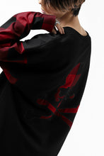 Load image into Gallery viewer, mastermind JAPAN COMBI PULLOVER TOPS / CHECK SHIRT SLEEVE (BLACK x RED)