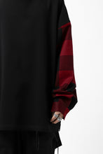 Load image into Gallery viewer, mastermind JAPAN COMBI PULLOVER TOPS / CHECK SHIRT SLEEVE (BLACK x RED)