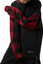 Load image into Gallery viewer, mastermind JAPAN COMBI PULLOVER TOPS / CHECK SHIRT SLEEVE (BLACK x RED)