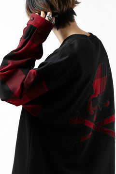 Load image into Gallery viewer, mastermind JAPAN COMBI PULLOVER TOPS / CHECK SHIRT SLEEVE (BLACK x RED)
