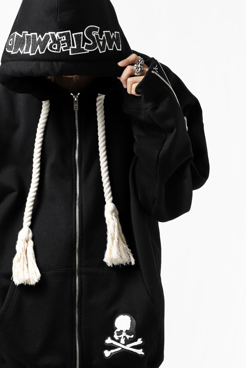 Load image into Gallery viewer, mastermind JAPAN HOODIE ZIP SWEAT JACKET / ROPE CODE (BLACK)